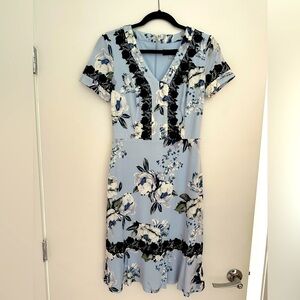 Karl Lagerfeld Black and White Sheath Dress with V-Neck